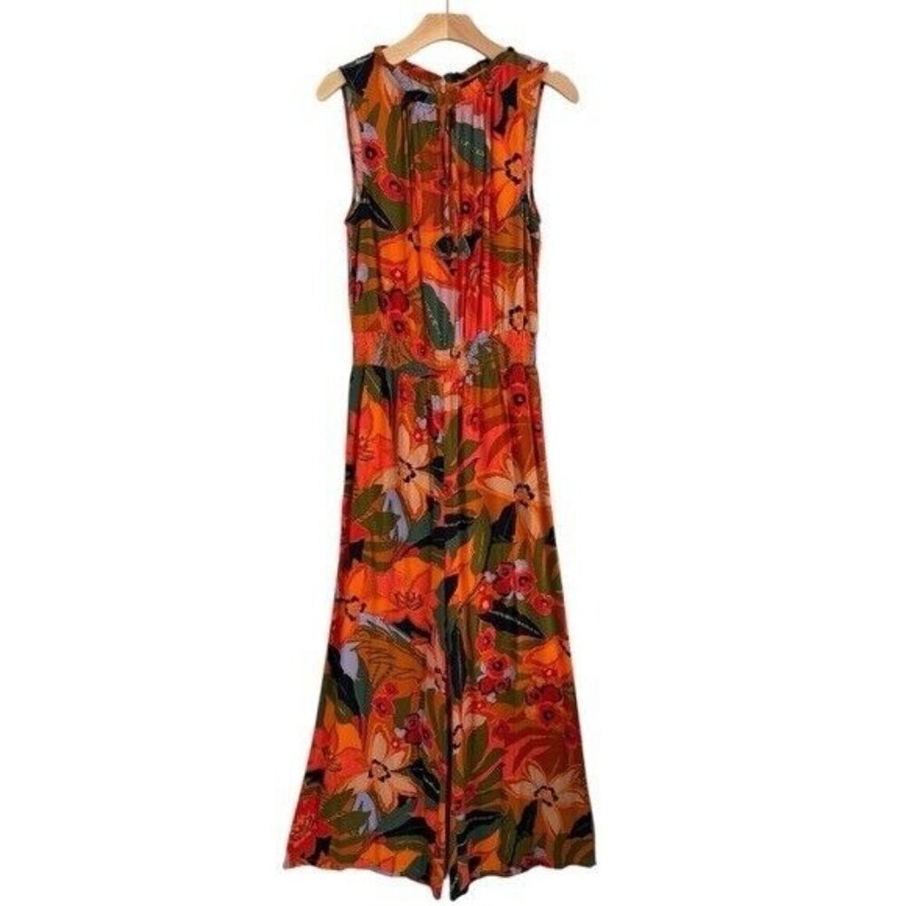 MSK Sleeveless Rayon Tropical Print Women’s Jumpsuit Romper Size M NEW